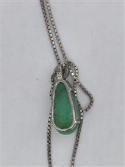 Synthetic Jade Stone Necklace 925 Silver 3.14g